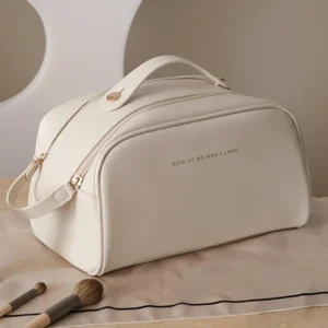 ZR DIARY Toast Cosmetic Women PU Leather Double Zipper Large Capacity Portable Toiletry Bag For Traveling 4318