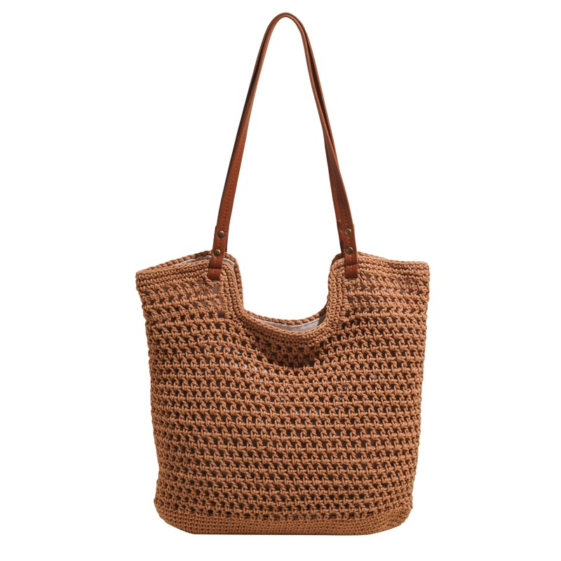 Large Capacity Lazy Style For Women 2026 New Single Shoulder Beach Vacation Woven Commuter Tote Bag - Image 5