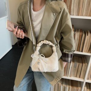 Korean-style Niche Trendy Handbag For Women, 2026 Spring New Model, Pleated Casual Versatile Shoulder And Crossbody Bag