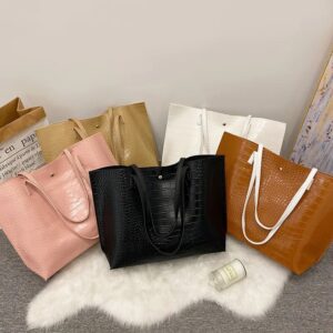 Tote Leather Crocodile Pattern Women Commute Bags Large Capacity Shoulder Handbags For Female Casual Messenger Bag