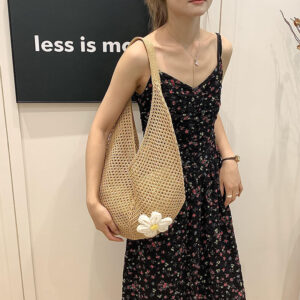 Summer Handwoven Women’s 2026 New Shoulder Large Capacity Tote Beach Vacation Straw Bag