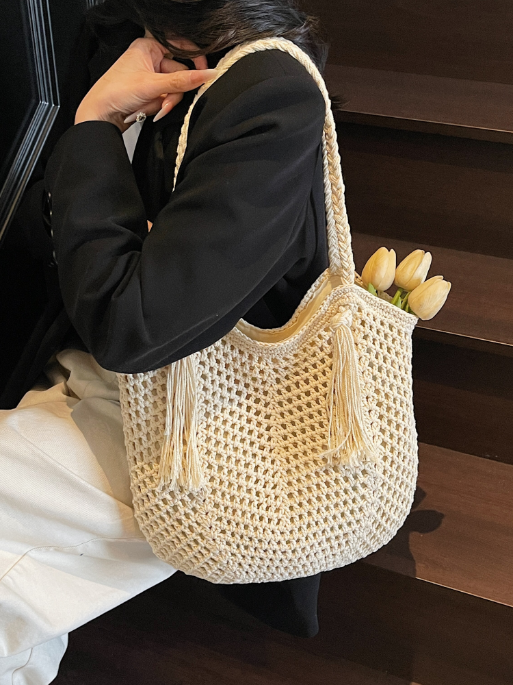 Hollow-Out Beach Travel Straw Woven Women's 2026 New Style Large-Capacity Tote Bag - Image 2