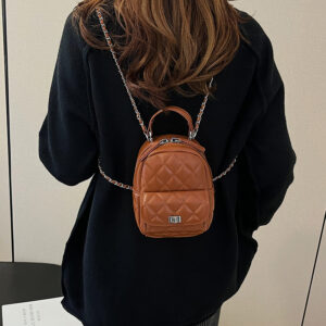 Diamond Patterned Backpack Light Luxury DIY Knitting Handbag Kit, Small Quilted Chain Crossbody Bag, Elegant Mini