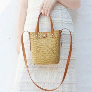 Straw Woven Hand Knitted Cross Body Bag, A Niche And Versatile Shoulder – Carried Coin Purse, Raffia Mobile Phone Bag