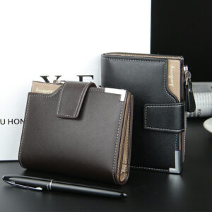 Baellerry Men’s Short Casual Vertical Buckle Multifunctional Zipper Wallet Coin Purse ID Bag