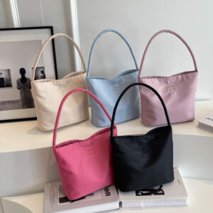 Korean Handheld Nylon For Women Summer 2026 New Trendy Embroidered Underarm Versatile Shoulder Bucket Bag