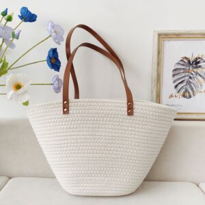 Bags Simple Style Commuting Large Capacity Cotton Rope Woven Tote Women’s Beach Straw Bag Source Factory