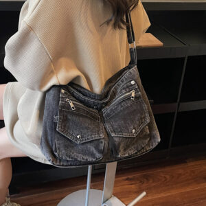 Trendy Denim Shoulder Large-capacity Casual Commuter Bag, Unique And Stylish, Versatile Crossbody Tote Bag