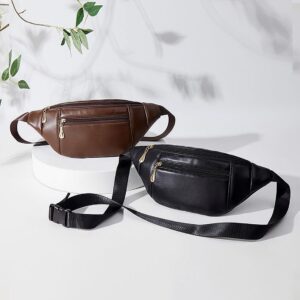 Trendy Women’s Crossbody Chest Bag PU Leather Waist Pack For Sports Travel Daily Use Adjustable Strap Zippered Medium