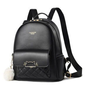 Fashion Soft Leather Women Net Celebrity Shopping Cartoon Large Backpack Leisure