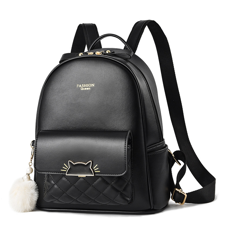 Fashion Soft Leather Women Net Celebrity Shopping Cartoon Large Backpack Leisure - Image 2