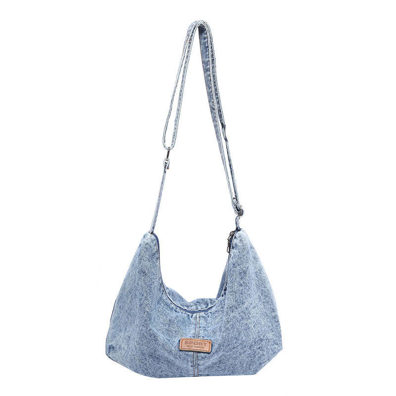 Women's New Shoulder Simple Ladies Denim Dumpling College Student Fashion Canvas Bag - Image 10