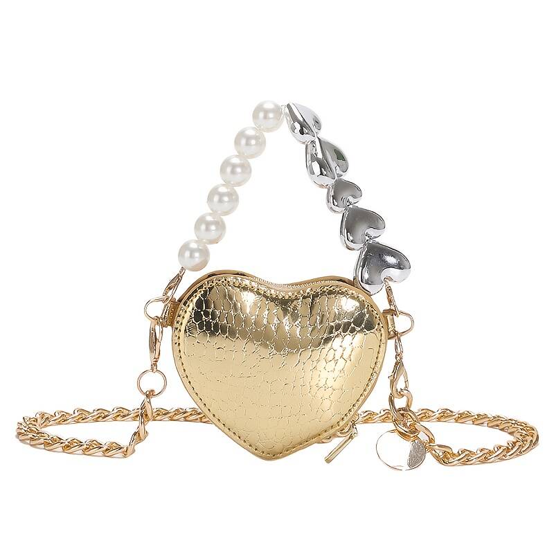 Y2K Metallic Snake Print Heart Shaped Party Handbag Ladies Dual Strap Shoulder Bag - Image 9