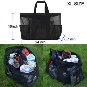 Large Beach Tote Family Mesh Durable Toys Bag Waterproof Underwear Pocket For Vacation Must Haves 250114