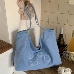 Korean-style Retro Denim Tote For Women, 2026 New Model, Large-capacity Letter-print Shoulder Bag, Commuter Underarm