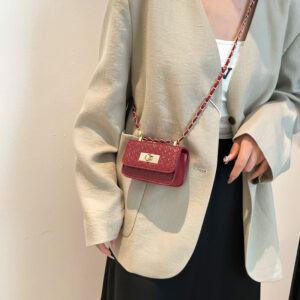 Mini Women’s 2026 Super Popular Fashion Single Shoulder Crossbody Compact Exquisite Chain Small Square Lipstick Bag