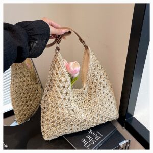 Internet Celebrity Popular Women’s New Style Hollow Out, Beach Vacation Grass Woven Bag, Versatile Single Shoulder Tote