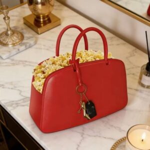 New Retro Boston Bag, Queen 2 Series, Leather-covered Popcorn Bucket Tote Bag