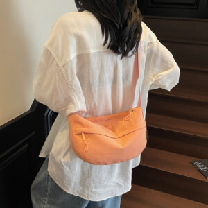Summer Large Capacity High-End Commuter Crossbody For Women 2026 New Lightweight Orange Canvas Dumpling Bag