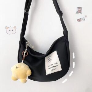 Ins Korean Literary Canvas Small For Women Harajuku Ulzzang Crossbody Student Dumpling Bag Trendy