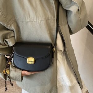 Women’s Small Handbag Style Fashionable Versatile Crossbody Shoulder Bag PU Leather Zipper Closure Solid Color Commuter