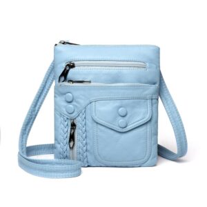 Multi Pockets Leather Crossbody Bag Women Adjustable Strap Mini Daily Phone Shoulder Handbag