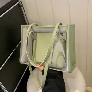 Summer Transparent Large Capacity Mother-Daughter For Women 2026 New Trend Jelly Shoulder Vacation Beach Tote Bag