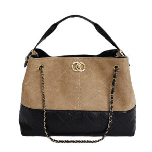 Women’s High-End Quilted Chain Tote Fashionable Color-Block Crossbody Bucket Handbag/Shoulder Bag