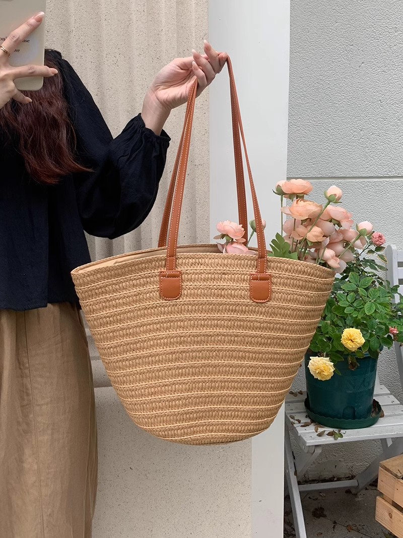 Straw For Women Large Capacity 2026 New Vacation Beach Woven Bucket Commuter Tote Bag Trendy - Image 6