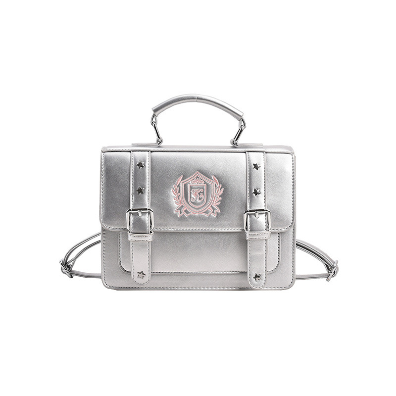 Retro Handbag Backpack College Style Uniform PU Large Capacity Single Shoulder Crossbody Square Bag for Women - Image 7