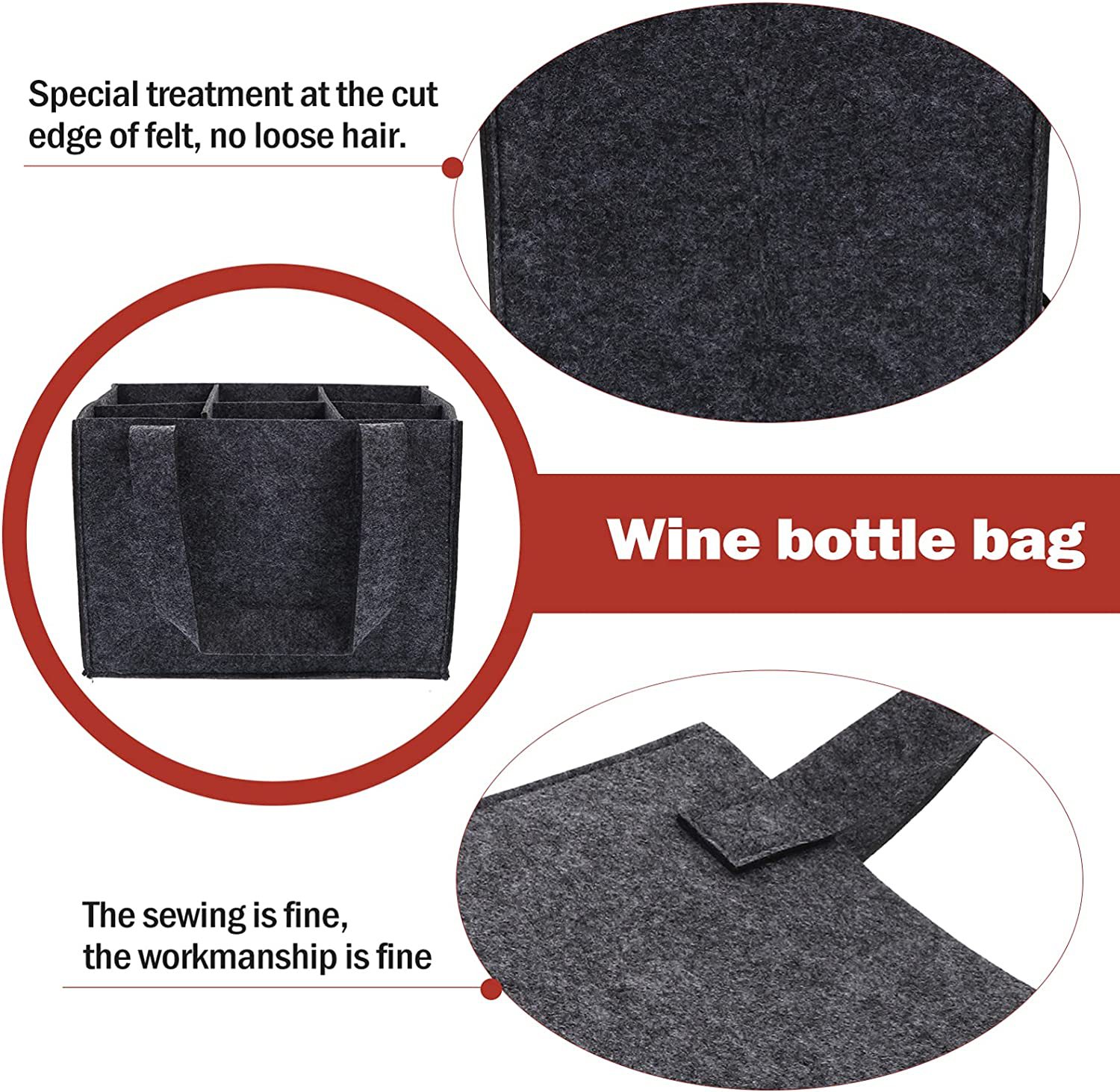 Factory Direct: Non-woven Fabric Carrier Felt Storage Bag, Six-bottle Wine Tote Bag - Image 9