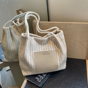 Women’s Vintage Woven Tote Holiday Wind Straw Shoulder Large Capacity Shopping Hipster Color Beach Bag