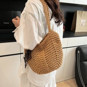 Wholesale Vintage Single-shoulder Cotton Woven New Crochet Handbag, Straw Bag, Artistic Vacation Beach Bag