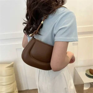 Soft Leather Shoulder Fashionable Personalized WomenS Underarm Armpit Bag Design Girl Casual Candy Color Cross-Body
