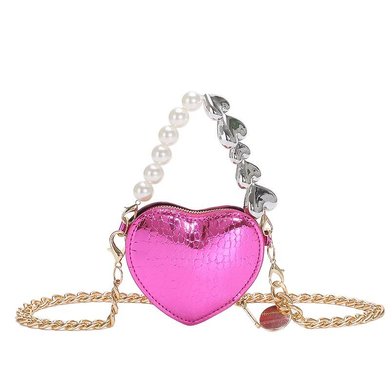 Y2K Metallic Snake Print Heart Shaped Party Handbag Ladies Dual Strap Shoulder Bag - Image 4