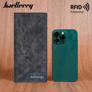 BAELLERRY New Men’s Wallet, PU Leather, Anti-Demagnetization, Multiple Card Slots, Large Capacity, Long Clutch.