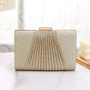 New Shiny Pleated Large Capacity Handbag Single Shoulder Crossbody Wedding Dress KTV Clutch Evening Bag