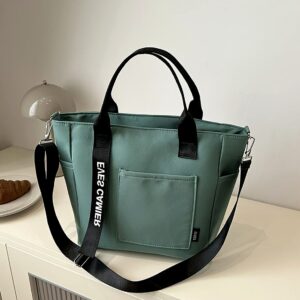 Womens Canvas Tote Handbag Detachable Crossbody Strap Large Pocket Casual Daily Work Shopping Shoulder Bag