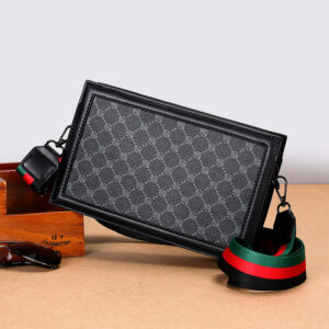 Men’s Stylish Shoulder – Lightweight Crossbody Sling Bag With Checkered Pattern, Waterproof PU Material, Unisex Design