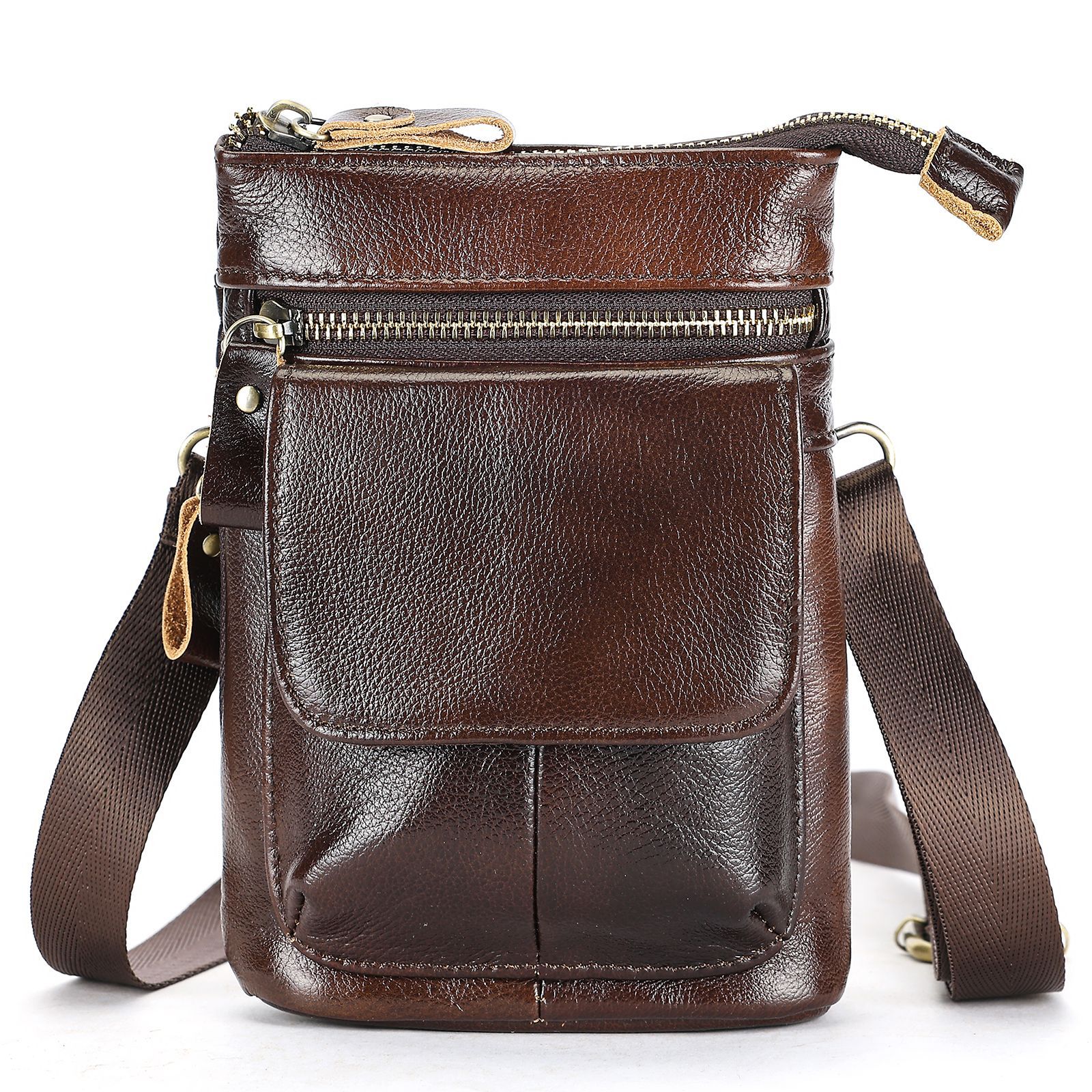Marant Genuine Leather High End Mini Cowhide Men's One Shoulder Small Hanging Messenger Bag - Image 4