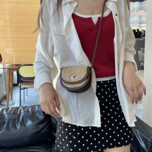 Bags Popular New Women’s Personality Texture Wholesale Small Square Contrast Color Mini Splicing Woven Bag