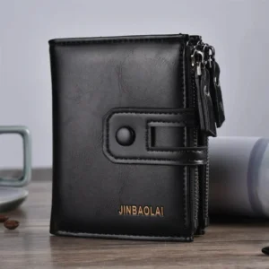 Short PU Leather Double Zipper Hasp Purses Card Holder Coin Pocket Vintage High Quality Men Wallets 250701