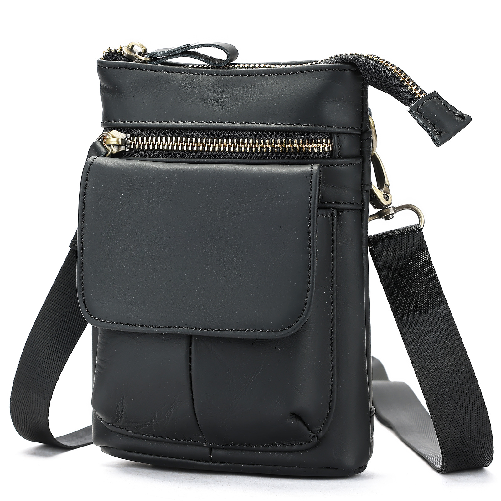 Marant Genuine Leather High End Mini Cowhide Men's One Shoulder Small Hanging Messenger Bag - Image 3
