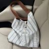 Blue Striped Horn Buckle Bag