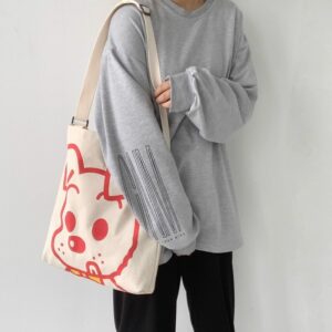 Cartoon Crossbody For Women, Large Capacity Student School Bag, 2026 New Handheld Canvas Tote Bag
