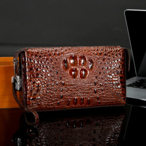 High Quality Men’s With Crocodile Pattern Business And Leisure, Layered Leather Handbag For Men