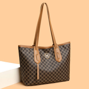 Vintage-Inspired Large Capacity Tote Women – Stylish PU Shoulder Bag With Print Design, Spacious & Versatile For Daily