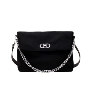 Women’s large capacity commuter black nylon shoulder crossbody bag