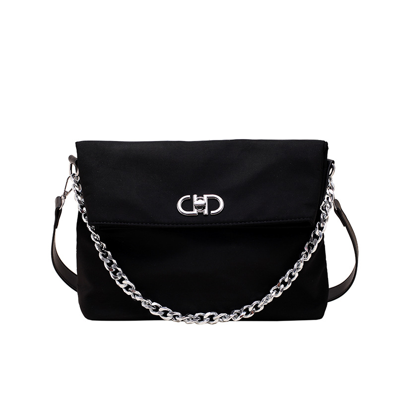Women's large capacity commuter black nylon shoulder crossbody bag