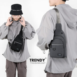 Large Capacity Men’s Chest Trendy Outdoor Shopping Shoulder Lightweight Water-Resistant Nylon Casual Crossbody Bag